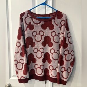 Disney Maroon and Gray Mickey Mouse Sweater